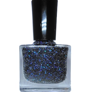 VELVET REVOLVER - Black Iridescent Glitter - Nail Polish  -  Nail Art - Lacquer - Top Coat  -Luster Pearl  -Vegan- Free From Harsh Chemicals