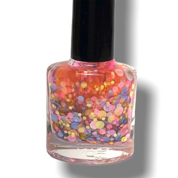 CARNIVALE- Multi Color Glitter Dots- Pastel Dots   - Nail Polish- Nail Art -Lacquer -Top Coat-Luster Glossy - Vegan Friendly