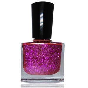 FETCHING - Magenta Glitter Nail Polish - Nail Art -Hot Pink -  Lacquer Top Coat Luster Pearl Vegan Friendly