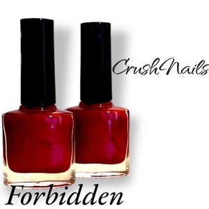 FORBIDDEN Deep red Peal Iridescent Glitter Nail Polish Nail Art Lacquer Top Coat Luster Pearl Vegan Friendly