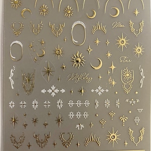 Stars and Moons Nail Decals Flower Nail Art