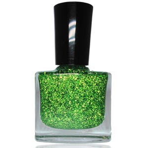 Green Nail Polish Lime Glitter Nail Art Lacquer Top Coat Luster Pearl Vegan Friendly Bath & Beauty Polishes and Coats