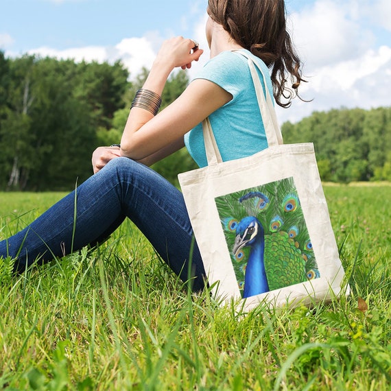 Foldaway Reusable Cotton Bag Love Bird ART Illustrated Shopping Bag Bag for Life Tote