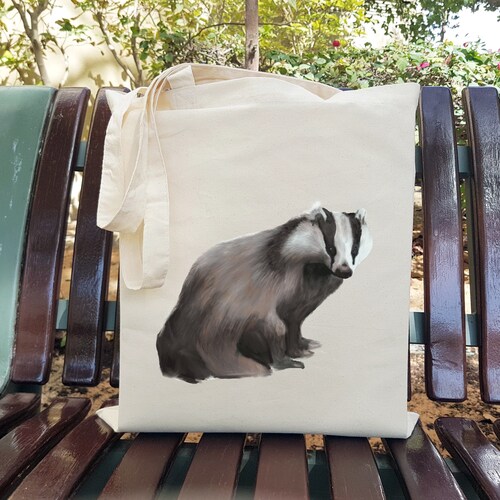 Badger ART Eco Cotton Tote Bag Graphic Art Shopping Bag - Etsy