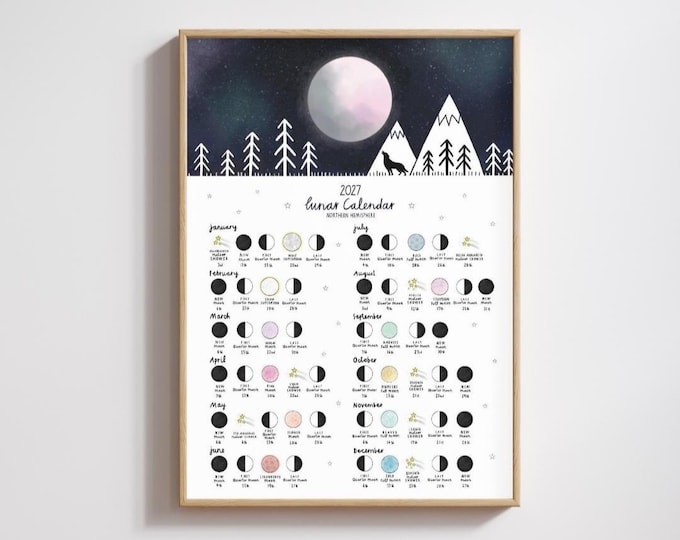 Wolf 2027 Lunar Calendar Print