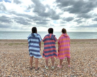 Hammam Surf Poncho Beach Robe Blue Stripe