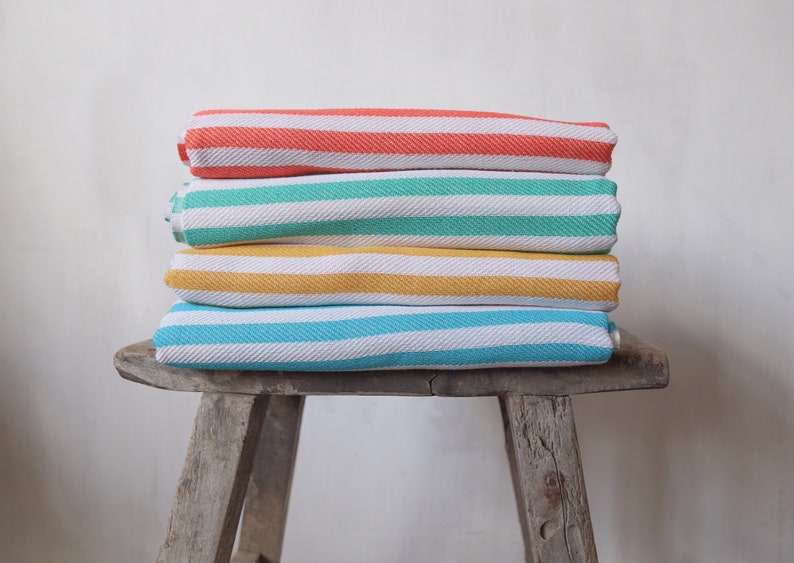 Turquoise Stripe Ocean Hammam Towel