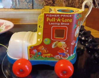 Old vintage 1970 Fisher Price Lacing Shoe toy