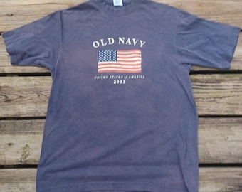 Old Navy, Shirts, Old Navy 4th Of July 20 Vintage American Flag Blue  Tshirt Mens Size Large