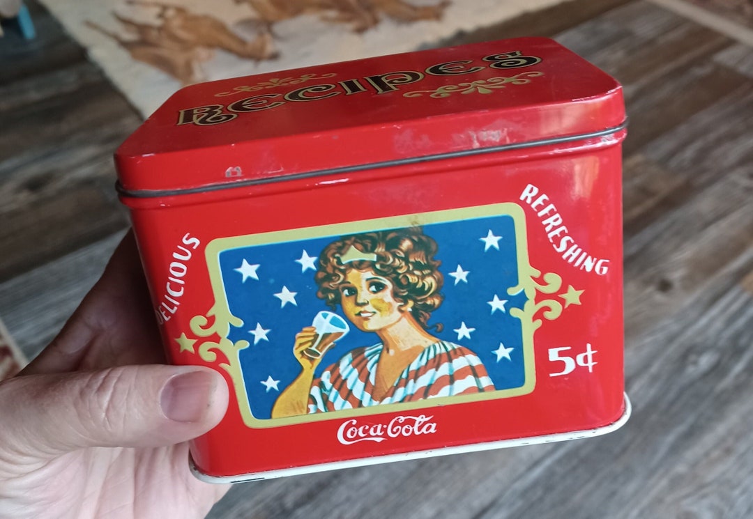 Vintage Coca Cola Tin Recipe Box Etsy