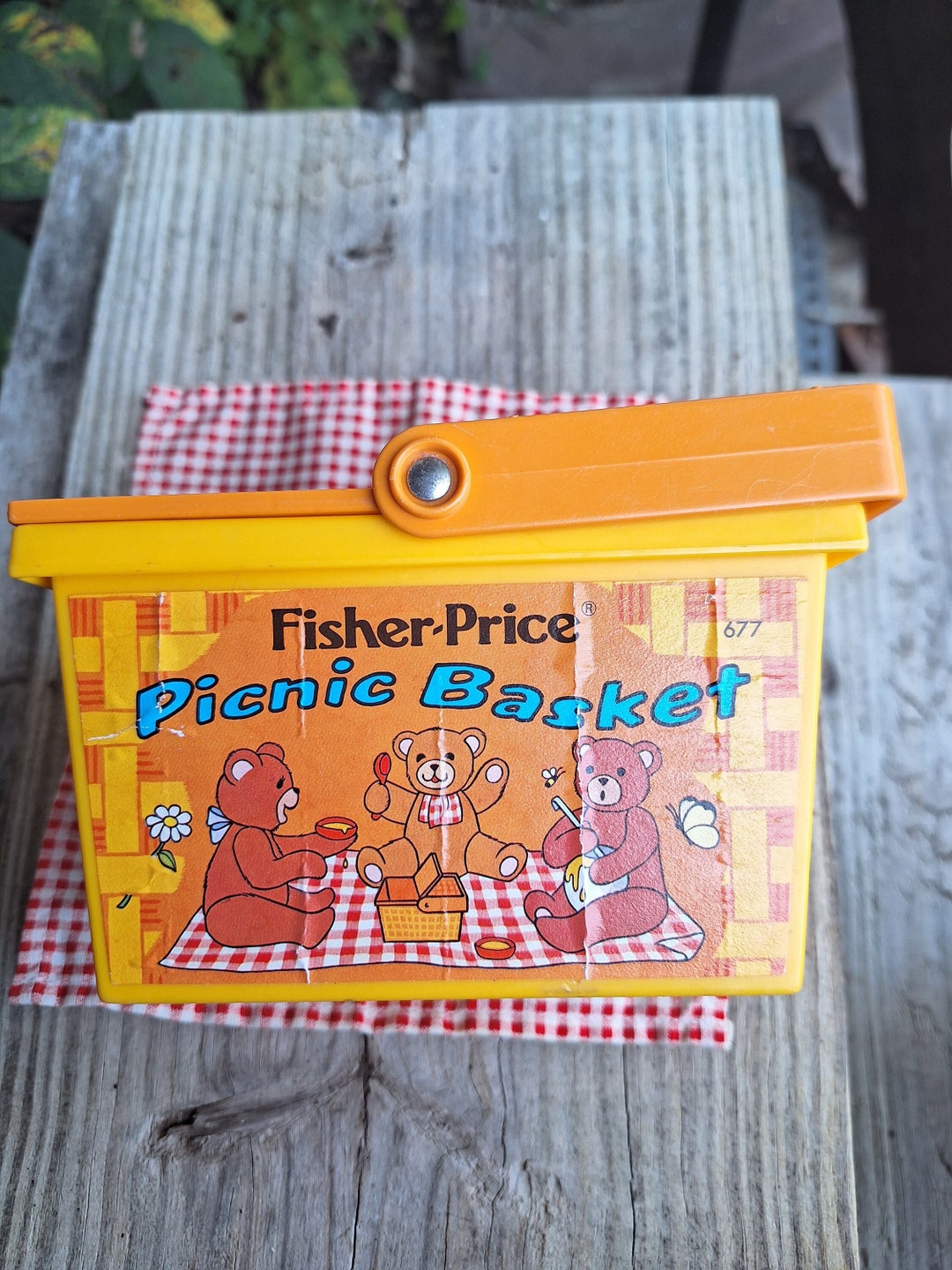 Old Vintage 1974 Fisher Price Picnic Basket With Little Picnic Etsy