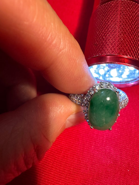 Fwd: Burma Jade ring A grade CZ and silver size 7… - image 1