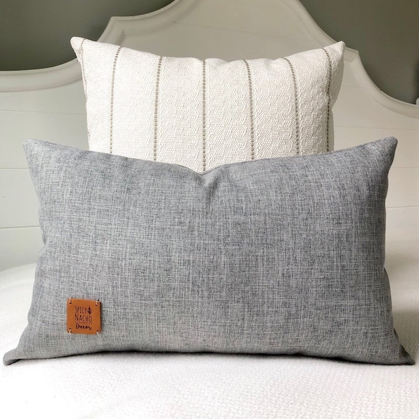 Grey Lumbar Pillow Etsy