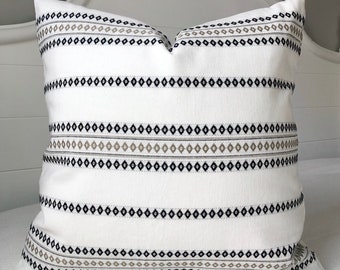 Black and White Pillow Covers 20x20~White Black Striped Pillow Covers~Boho Throw Pillow Covers 20x20 by Spicy Nacho Decor