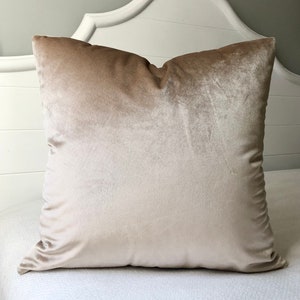 Beige Velvet Pillow Cover 18x18~Taupe Velvet Pillow Covers 18x18 Champagne Pillow Cover~Tan Velvet Pillow by Spicy Nacho Decor