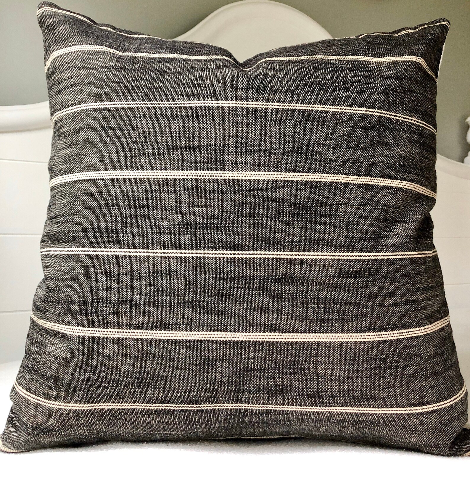 Charcoal Gray Pillow Covers 20x20 Pillow Covergray Striped Etsy