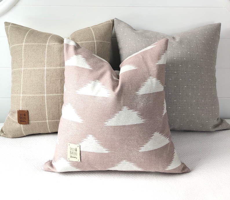 Tan Linen Pillow Cover 20x20 Plaid Pillow CoverWindowpane Etsy