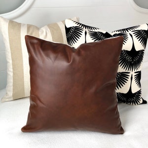 Brown Leather Pillow Covers~Leather Throw Pillow Covers~Chocolate Brown Leather Pillow Case by SpicyNachoDesign