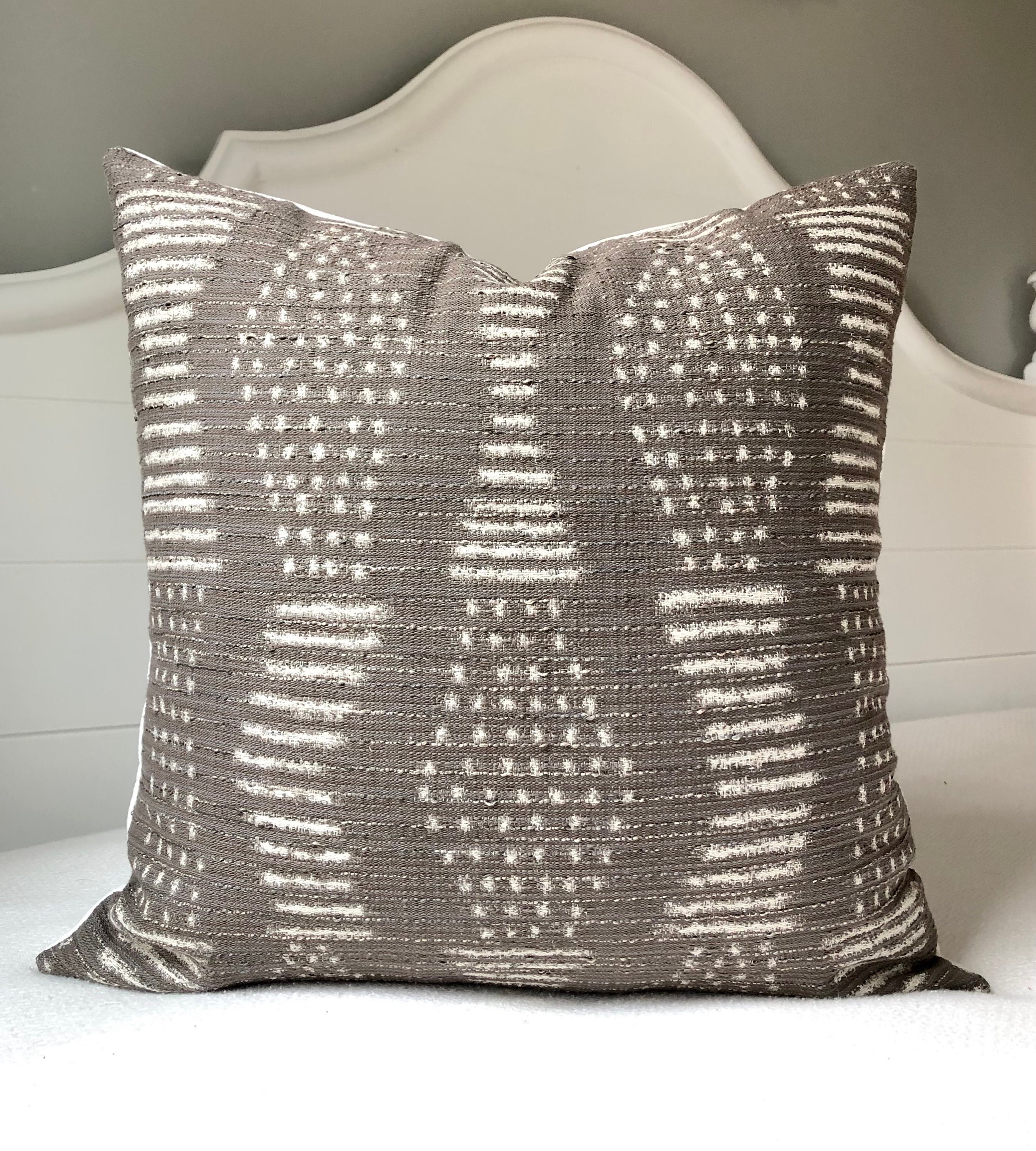 GIGIZAZA Decorative Taupe Throw Pillow Covers 20 x 20,Sofa Thick Silver  Stripe Cushion Pillow Covers,Square Brown Luxury Pillows 2 Set