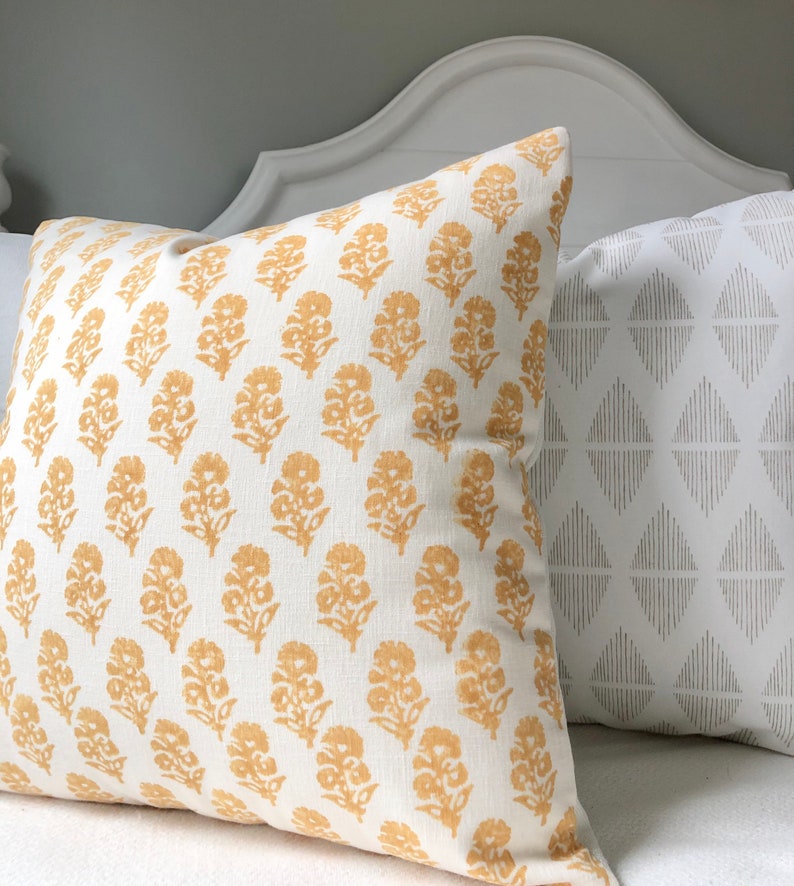 Ralph Lauren Pillow Covers 20x20Yellow White Block Print Etsy