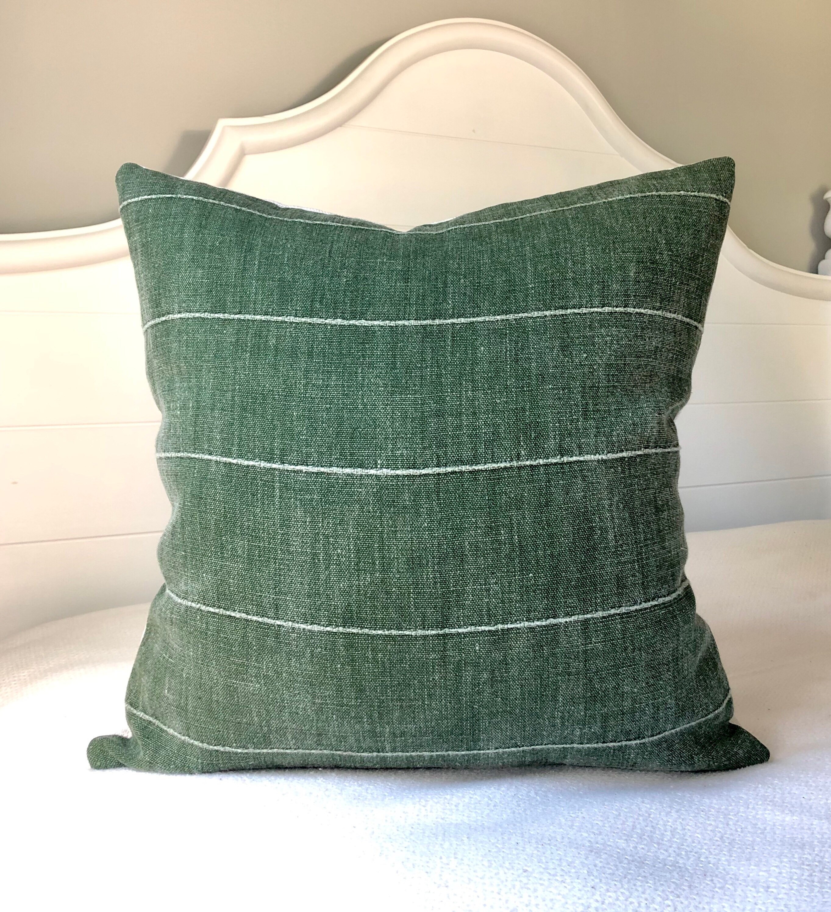 Hunter Green Linen Pillow Covers 20x20 Pillow Coverfaso Drake Etsy