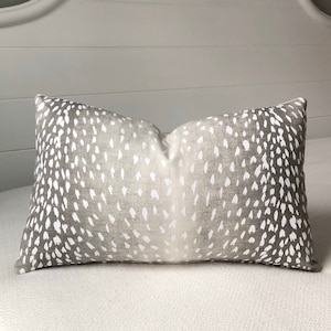 Gray Antelope Pillow Cover 12x20 Pillow Cover~Fawn Lumbar Pillow Cover 12x20 Deer Pillow by Spicy Nacho Decor