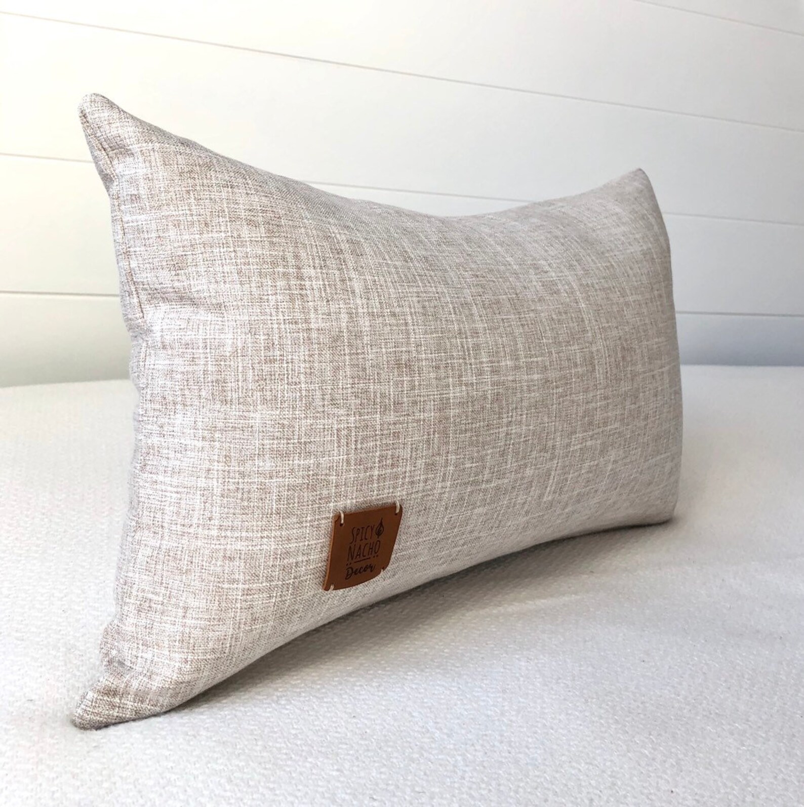 Beige Lumbar Pillow Covers 12x20 in Textured Chambray Cream Etsy