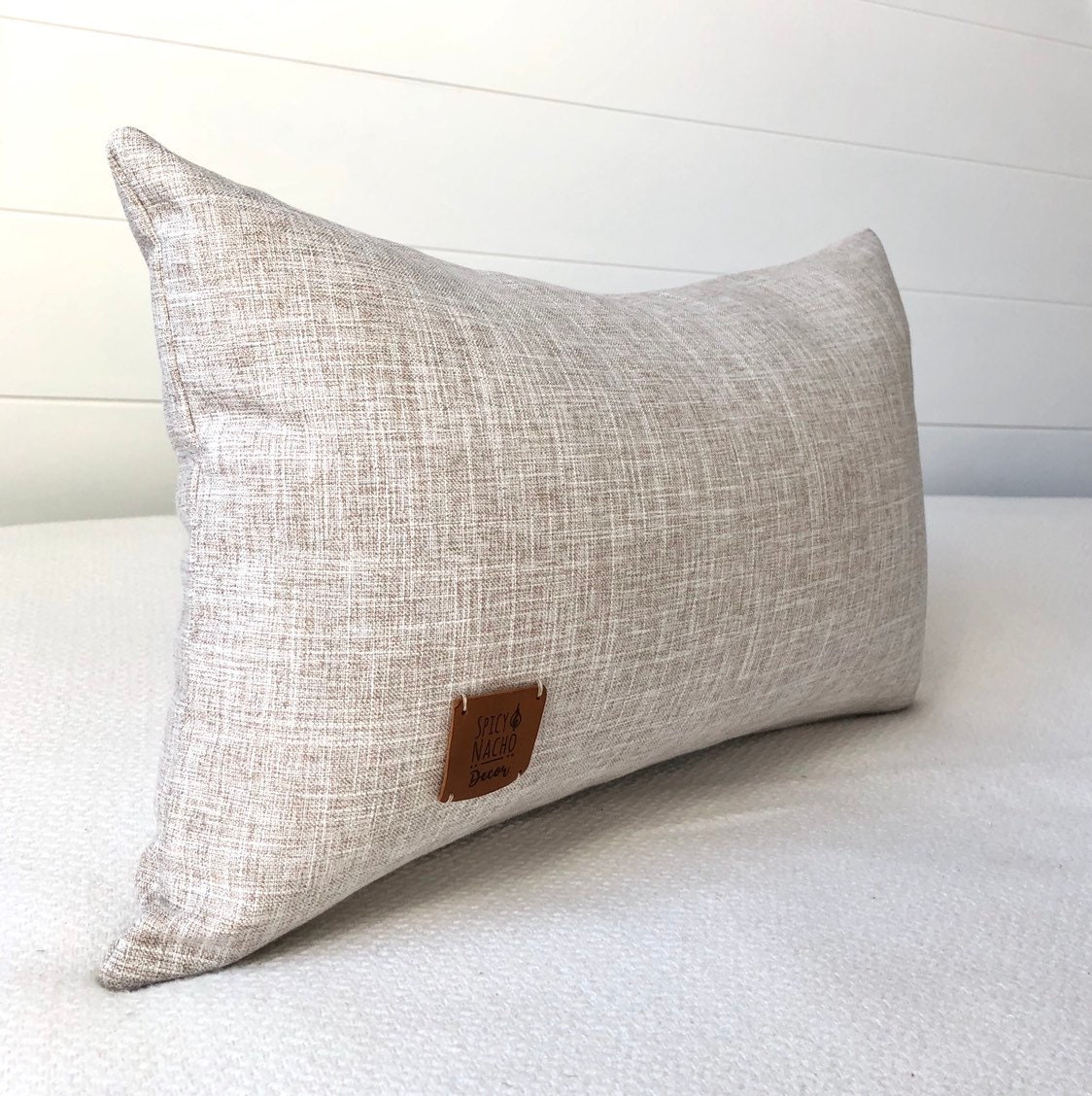 Beige Lumbar Pillow Covers 12x20 in Textured Chambray Cream Etsy