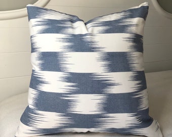 Light Blue Pillow Covers 20x20~White and Blue Pillow Cover~Blue and White Throw Pillow Covers~Ikat Pillow by Spicy Nacho Decor