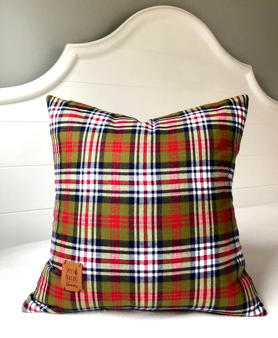 Plaid Pillow Covers 18 X 18christmas Plaid Throw Pillow Etsy
