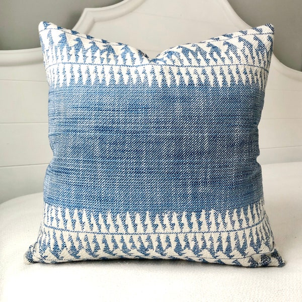 Blue Textured Throw Pillow Covers 20x20 Pillow Cover~Blue Aztec Pillow~Tribal Pillow Cover by Spicy Nacho Decor