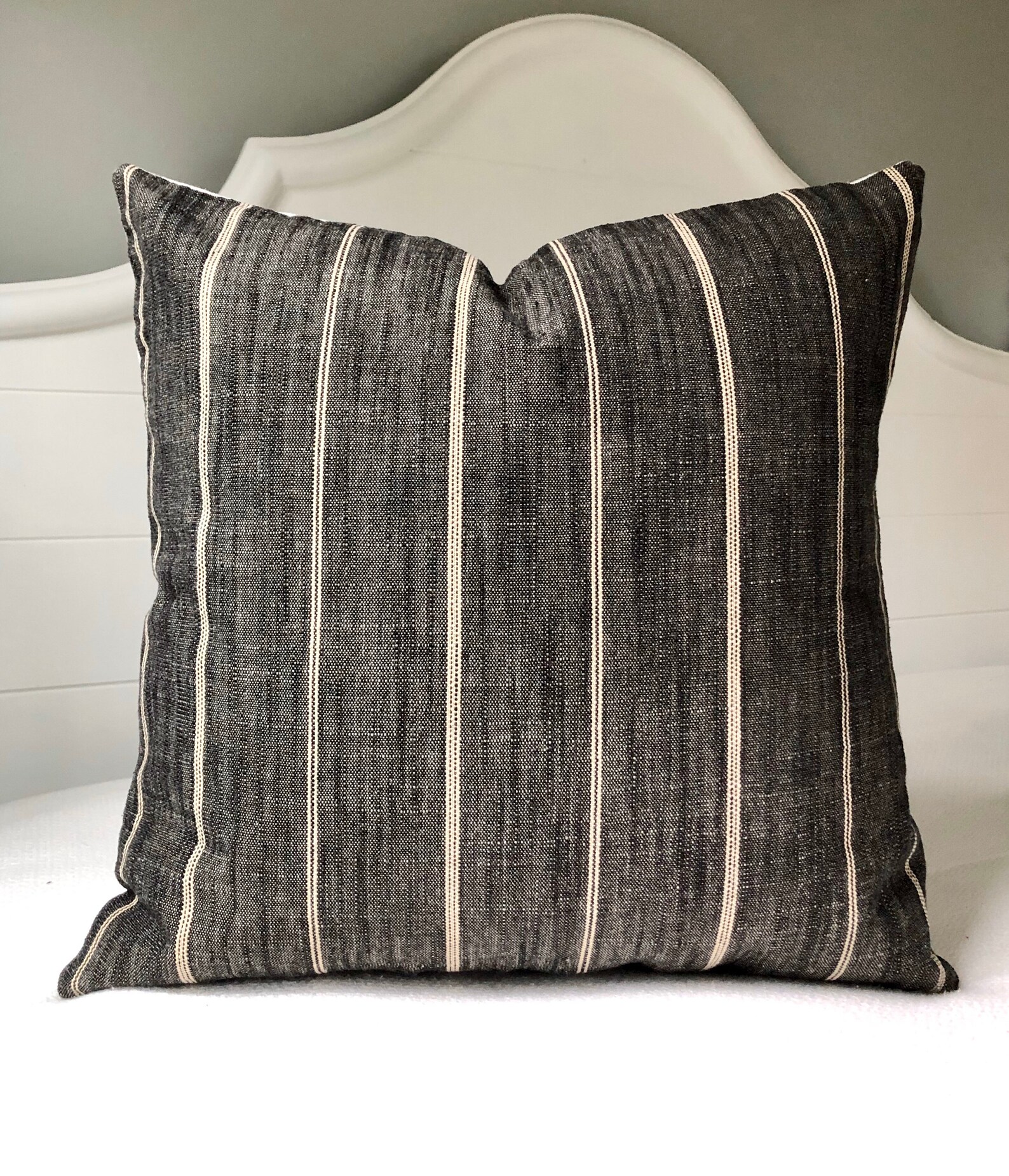 Charcoal Gray Pillow Covers 20x20 Pillow Covergray Striped Etsy