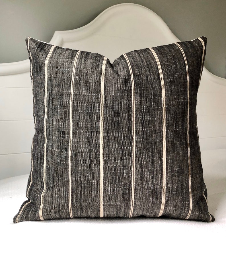 Charcoal Gray Pillow Covers 20x20 Pillow Covergray Striped Etsy