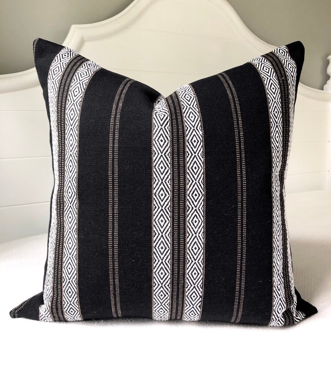 Black & White Striped Pillow Covers 20x20black Striped Throw Etsy