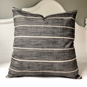 Charcoal Gray Pillow Covers 20x20 Pillow Cover~Charcoal Striped Throw Pillow Covers 20x20 22x22 18x18 by Spicy Nacho Decor