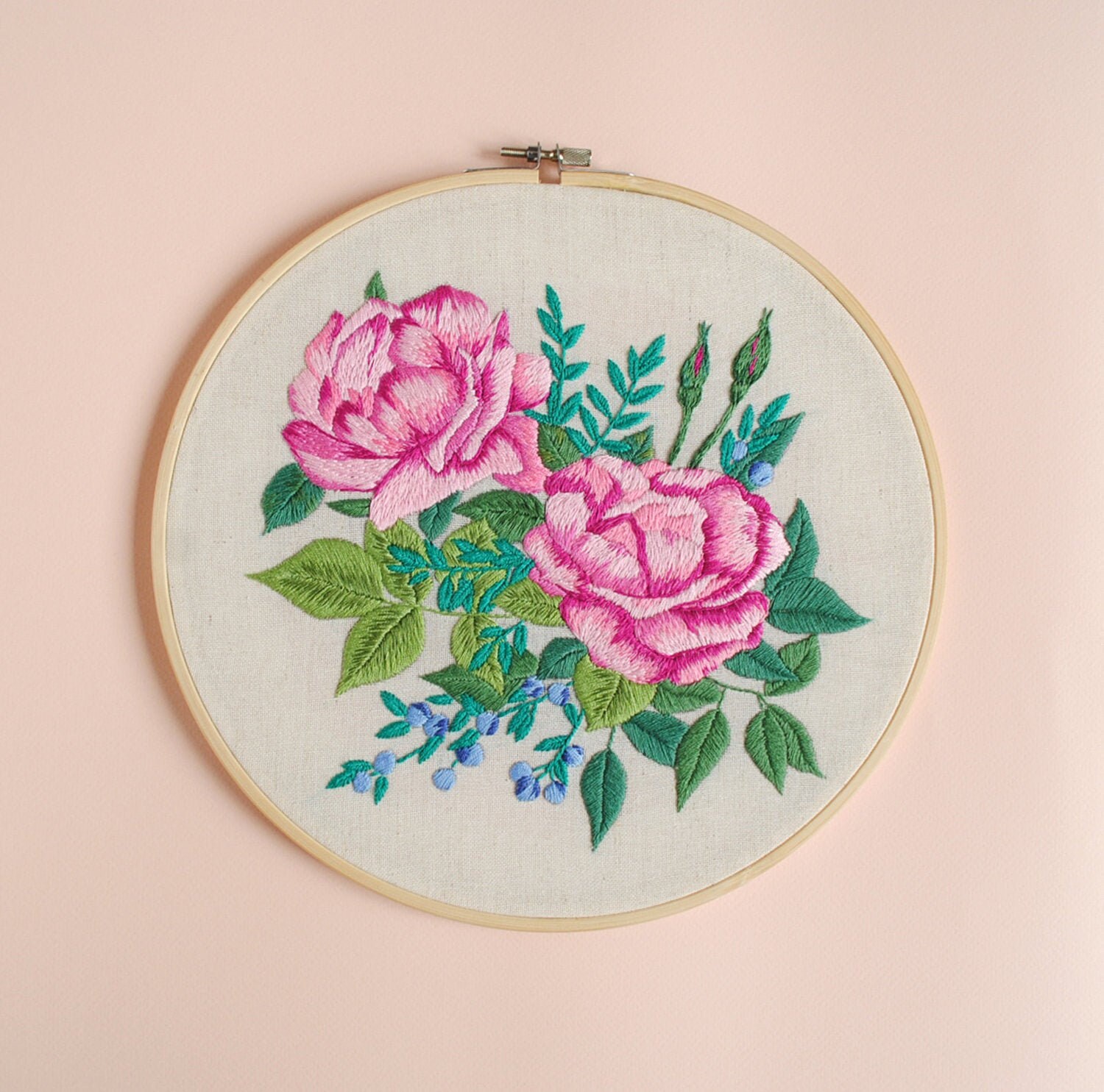 Hand embroidery art. Roses embroidery.Embroidery hoop Etsy