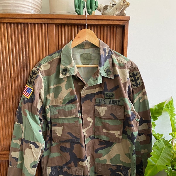 1990s ERDL Woodland Camo US Army Issued Field Jacket