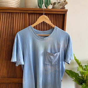 1960s Sunfaded Selvedge Blue Cotton Pocket Tee Size M