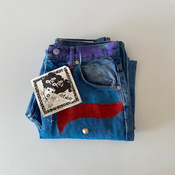 1990s LuLu's Hand-Painted Cowgirl Jeans