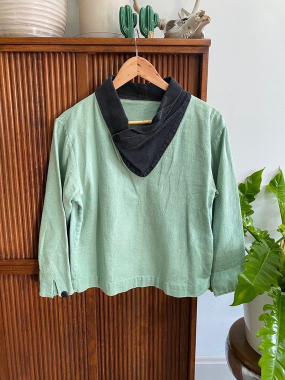 1960s Mint Green Textured Cotton Pullover