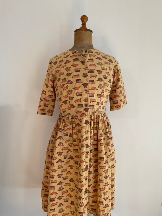1940s/50s Handmade WWII Homefront Novelty Print Dr