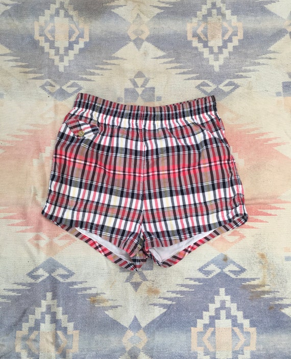 1950s Plaid Swim Trunks