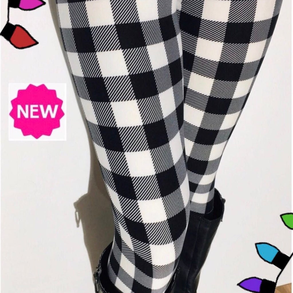 Berry Boho Plaid Leggings with POCKETS (Misses/Teen)