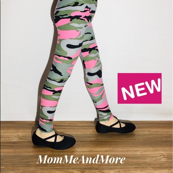 NEW Girls S/L Pink Camouflage Leggings, Kids School Yoga Pants, Pink Camo  Footless Tights, Mom and Me Leggings -  Canada