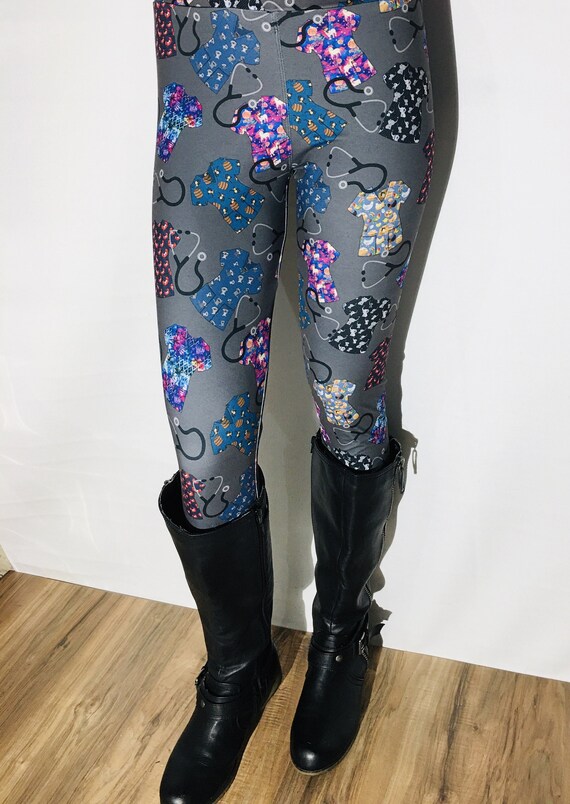 Womens Nurse Medical Scrubs Leggings OS 