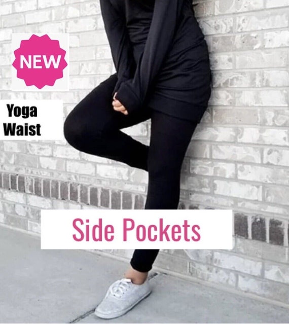 NEW Womens OS/TC Black Pocket Leggings, Soft Yoga Pants, Exclusive