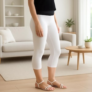 White Capri Leggings: Buttery Soft High Waisted Yoga Pants