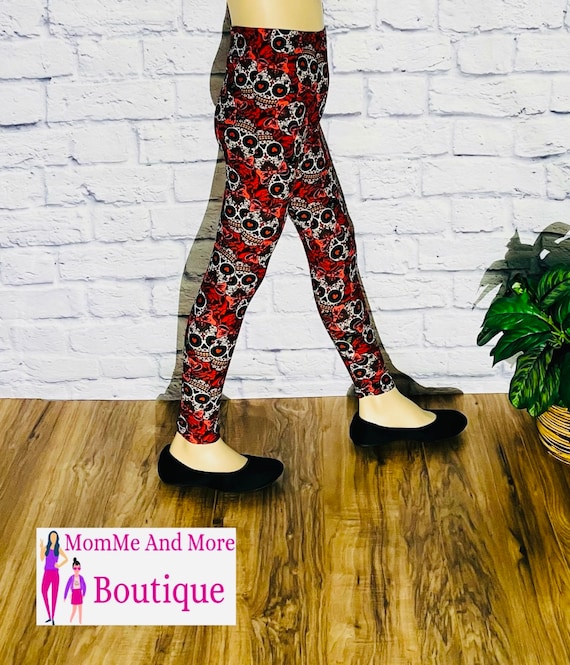 NEW Girls S L Halloween Leggings Sugar Skull Leggings Kids