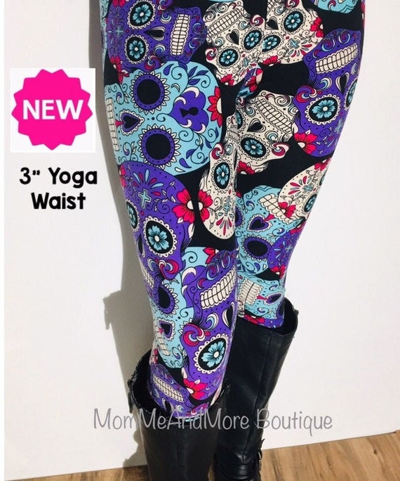 NEW Womens OS/PLUS Spring Skull Leggings, Sugar Skull Leggings, Soft Yoga  Waist Pants, Blue/purple, Mom and Me Leggings -  Canada