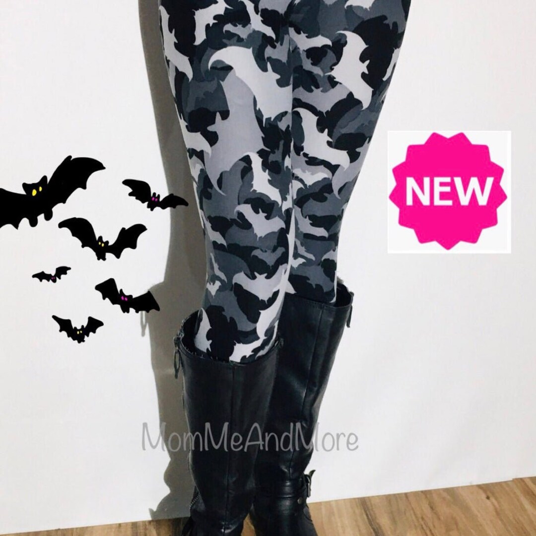 NEW OS/PLUS Womens Bat Leggings, Halloween Costume, Camouflage Leggings
